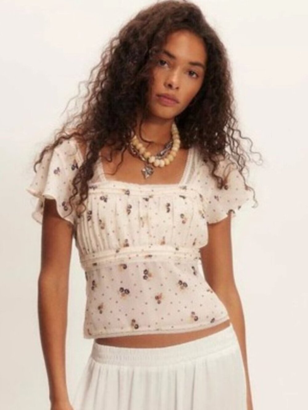 FREE PEOPLE Prairie Field Top Cream Size M NWT